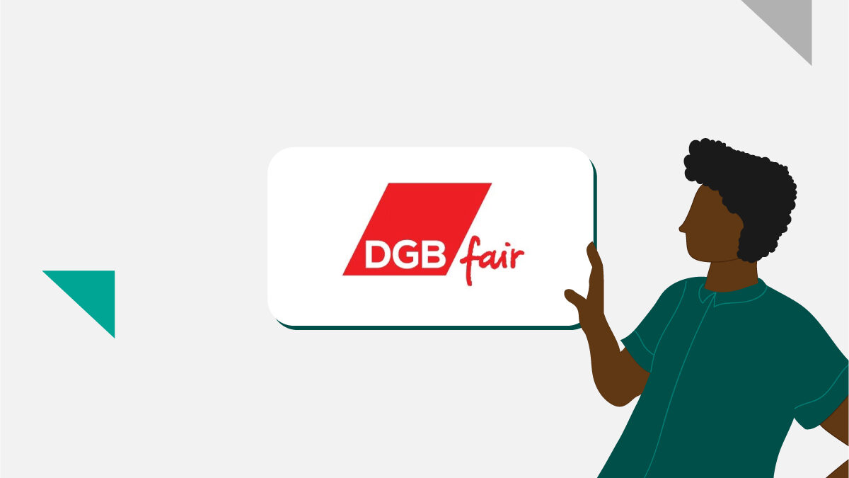 Illustration - Projekte Faire Mobilität Bildung - Person hält Schild hoch mit dem Logo von Faire Mobilität