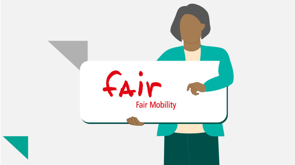 Illustration - Projekte FELMII - Person hält Schild hoch mit dem Logo von FELMII